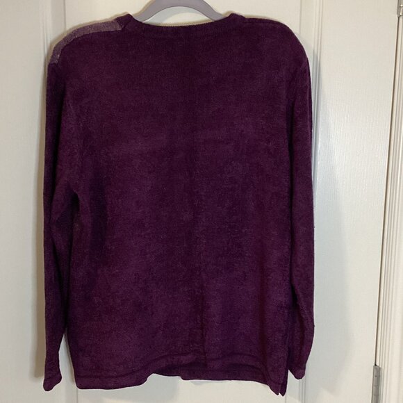 Moffi Women's Sweater Purple Shades Knit Crew Neck Size XL Beads Goth Casual - Picture 5 of 8
